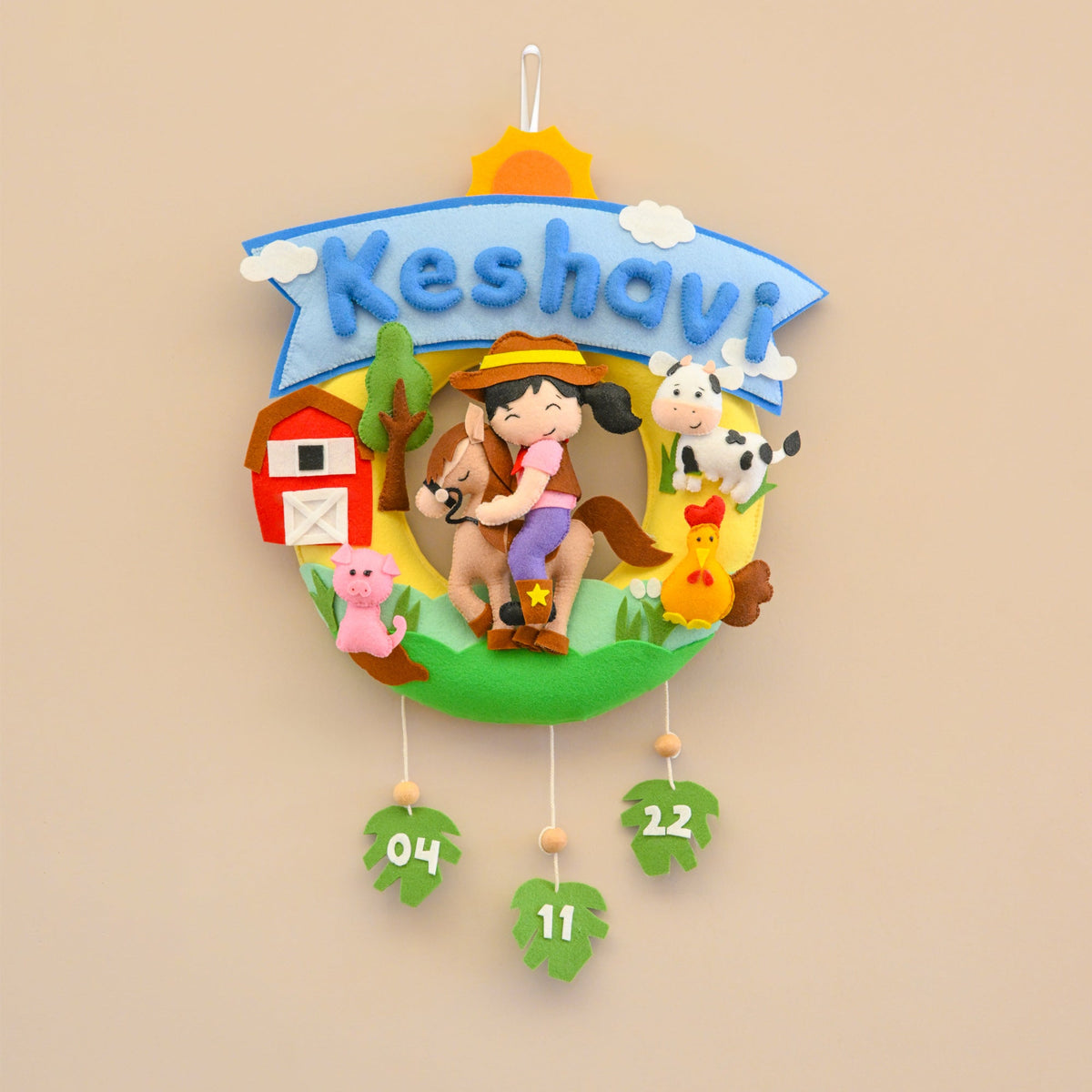 Felt - Farm adventure Theme nameplate for Kids
