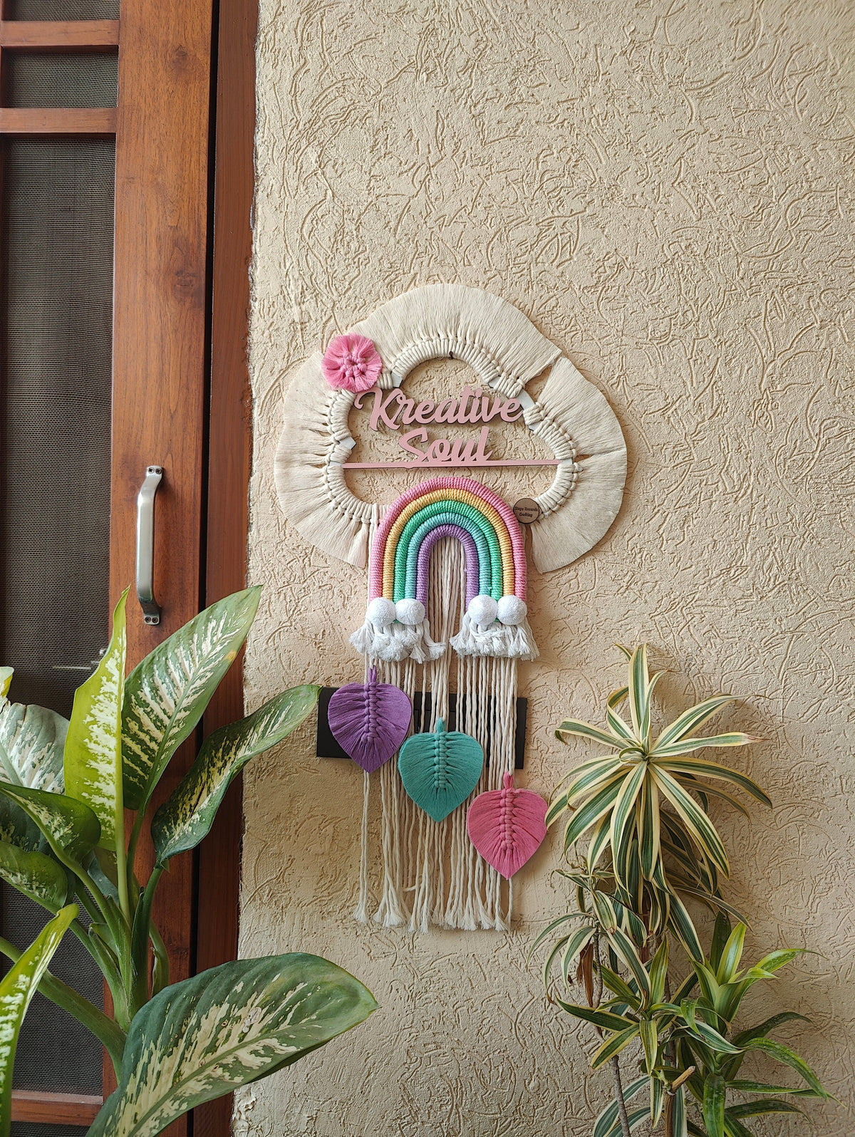 Handmade Macrame Kids Name Plate - Customizable Cloud Shape Wall Decor