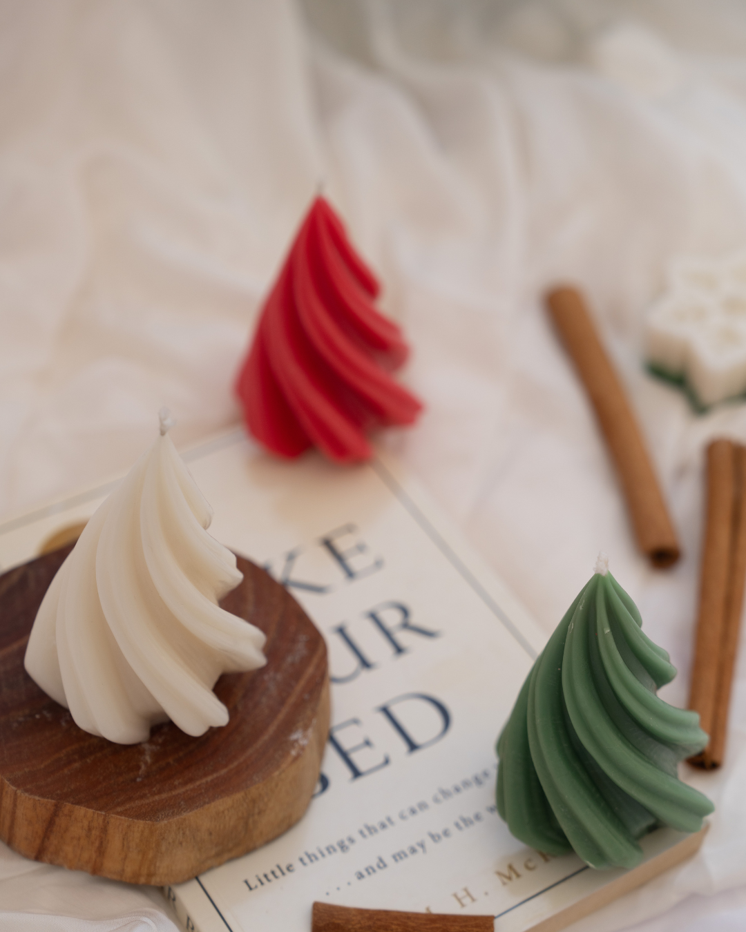 Swirl Christmas Tree Candles - Set of 3