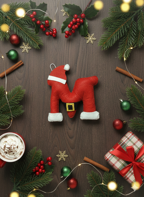 Felt Name Initial - Santa (Red) Theme