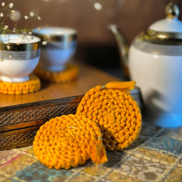 Macrame Coasters - Yellow (Set of 2)