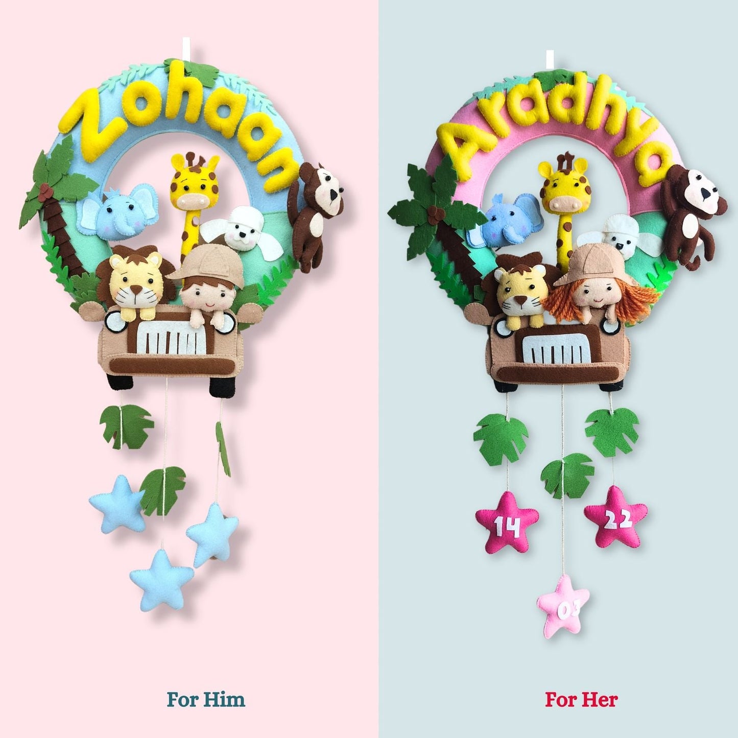 Felt - Jungle Safari Theme nameplate for Kids