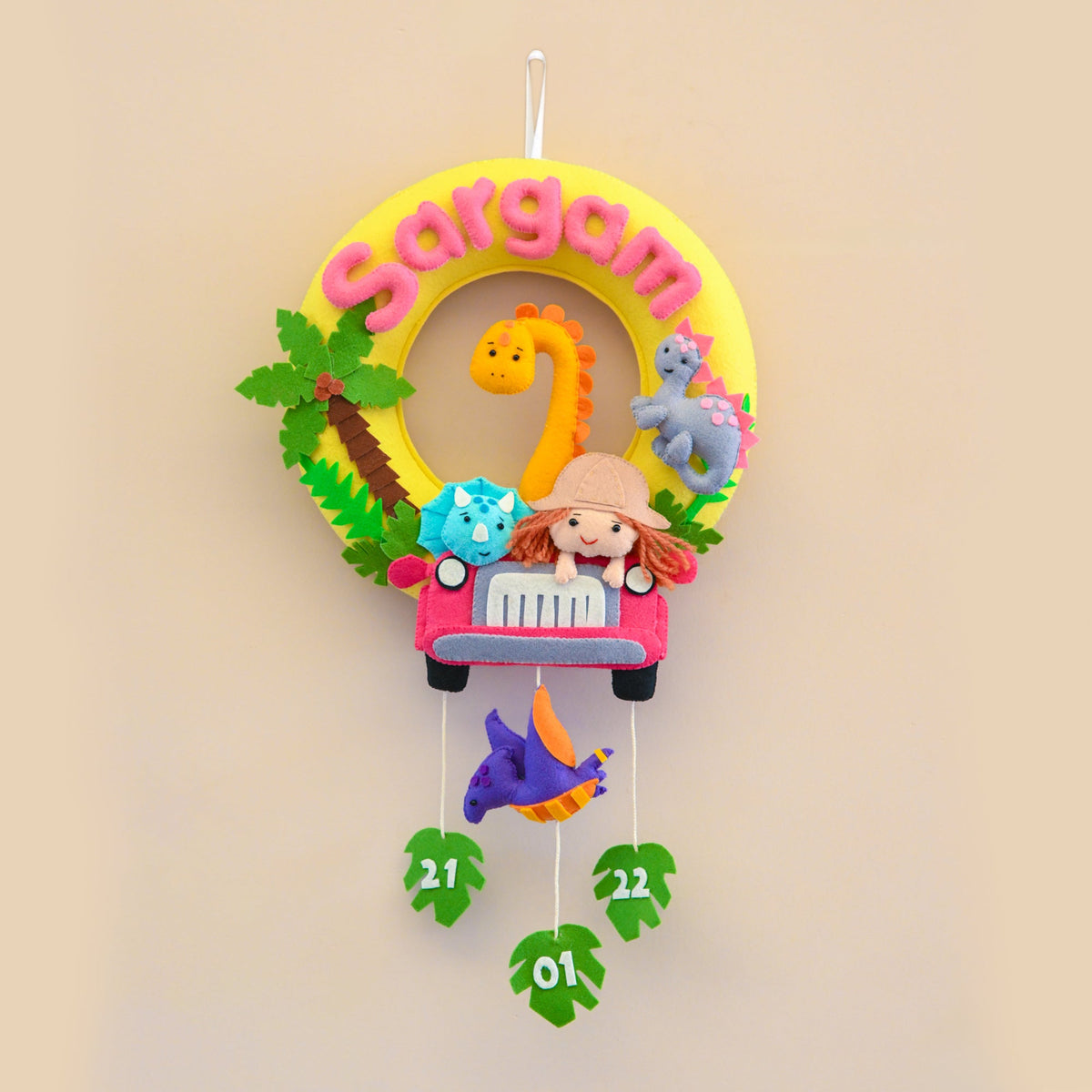 Felt - Dino World Safari Theme nameplate for Kids
