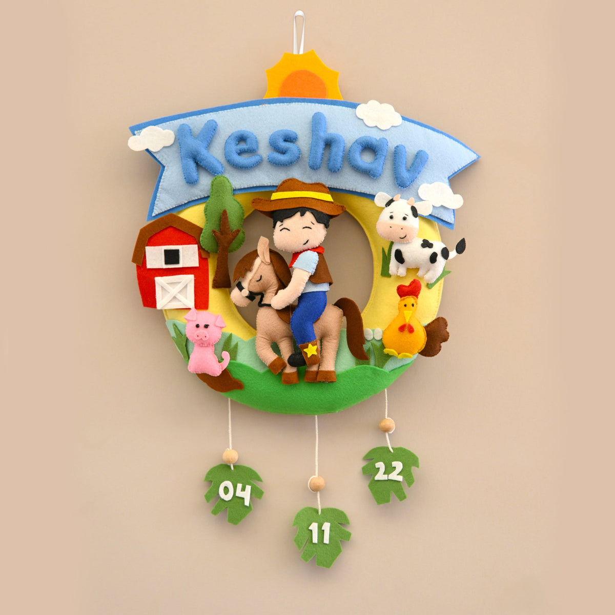 Felt - Farm adventure Theme nameplate for Kids