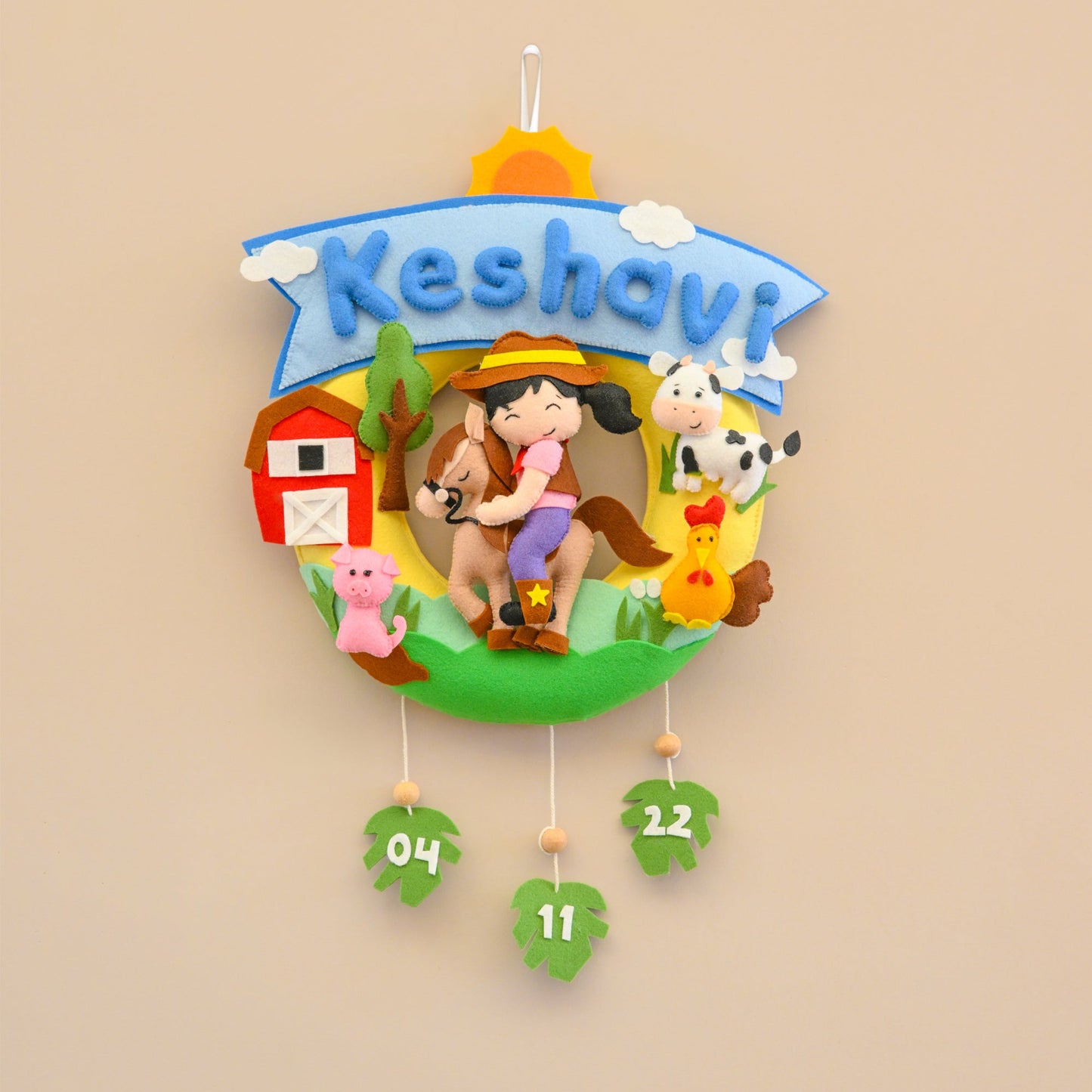 Felt - Farm adventure Theme nameplate for Kids
