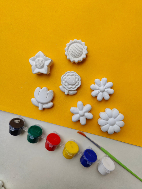 DIY Concrete - Flowers theme Fridge Magnet Set