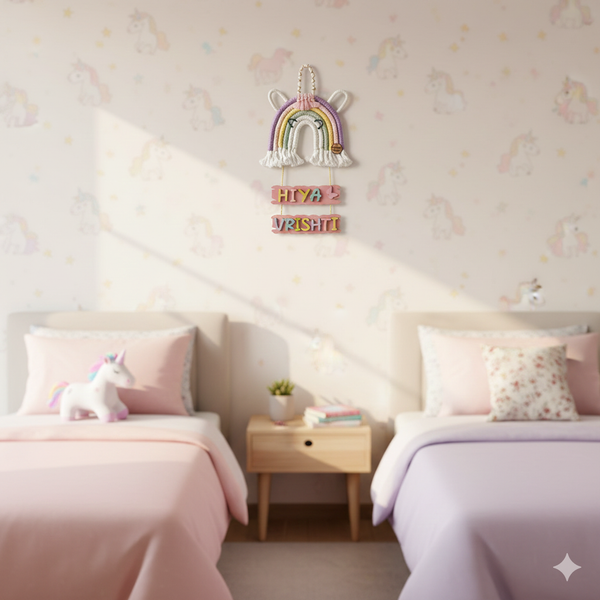 Macrame - Unicorn Nameplate