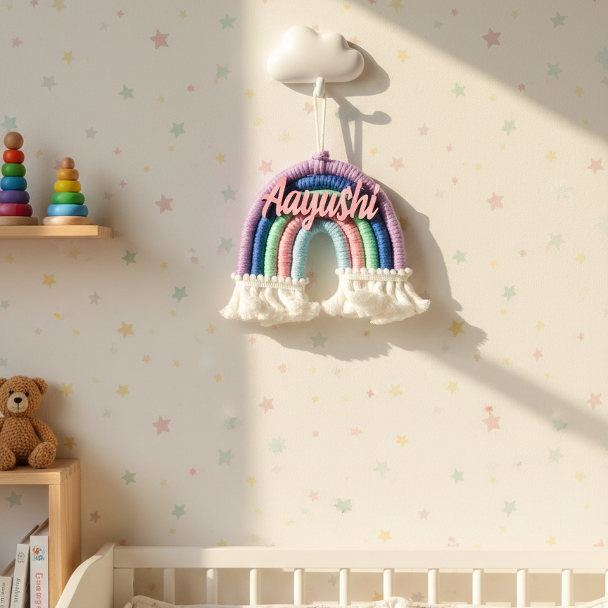Macrame Nameboard - 5 Layer Mini Rainbow