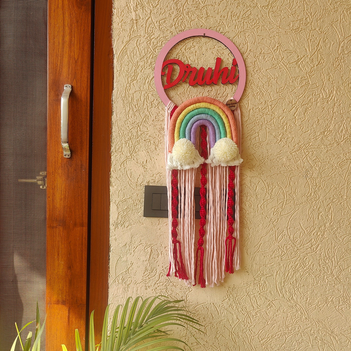 Macrame -  Twisted hangings Circle Couple / Kids Name Plate