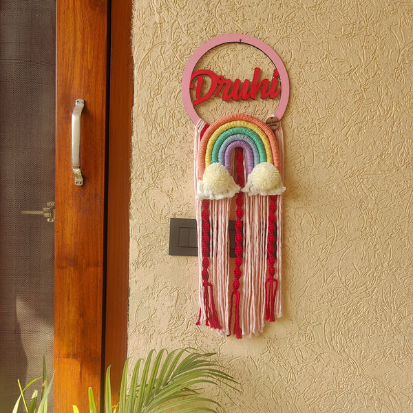 Macrame -  Twisted hangings Circle Couple / Kids Name Plate