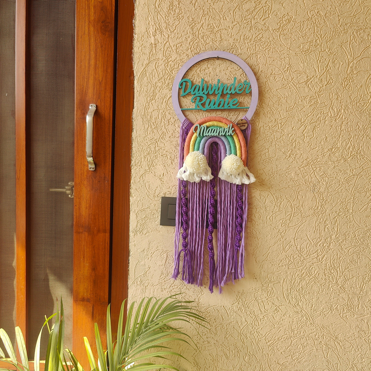 Macrame -  Twisted hangings Circle Couple / Kids Name Plate