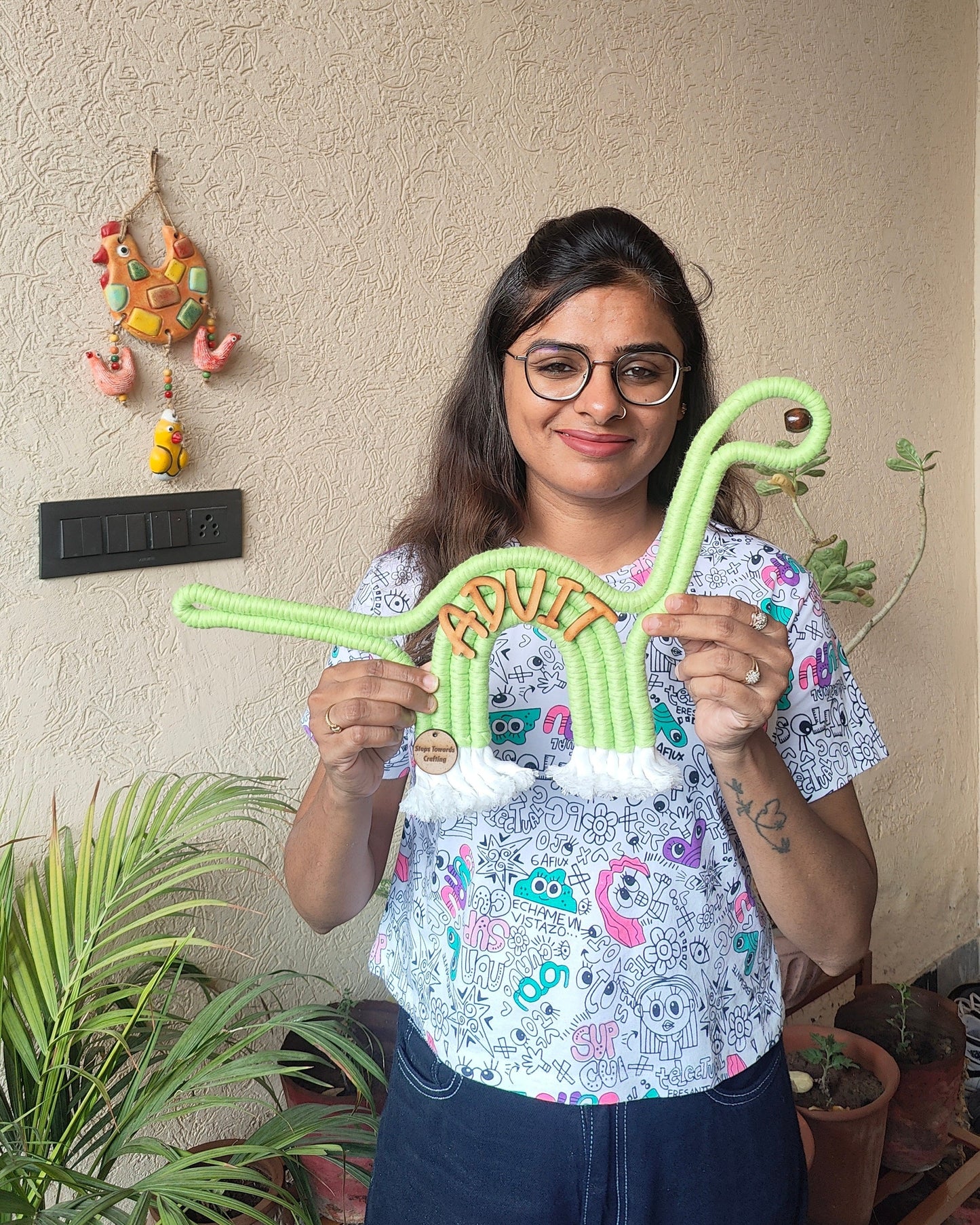 Macrame Dinosaur - Nameboard