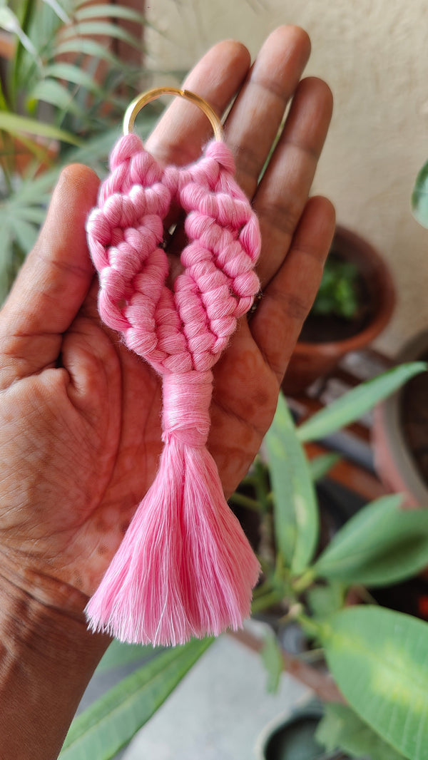 Handmade Macrame Fishtail Keychain - Boho Bag Charm