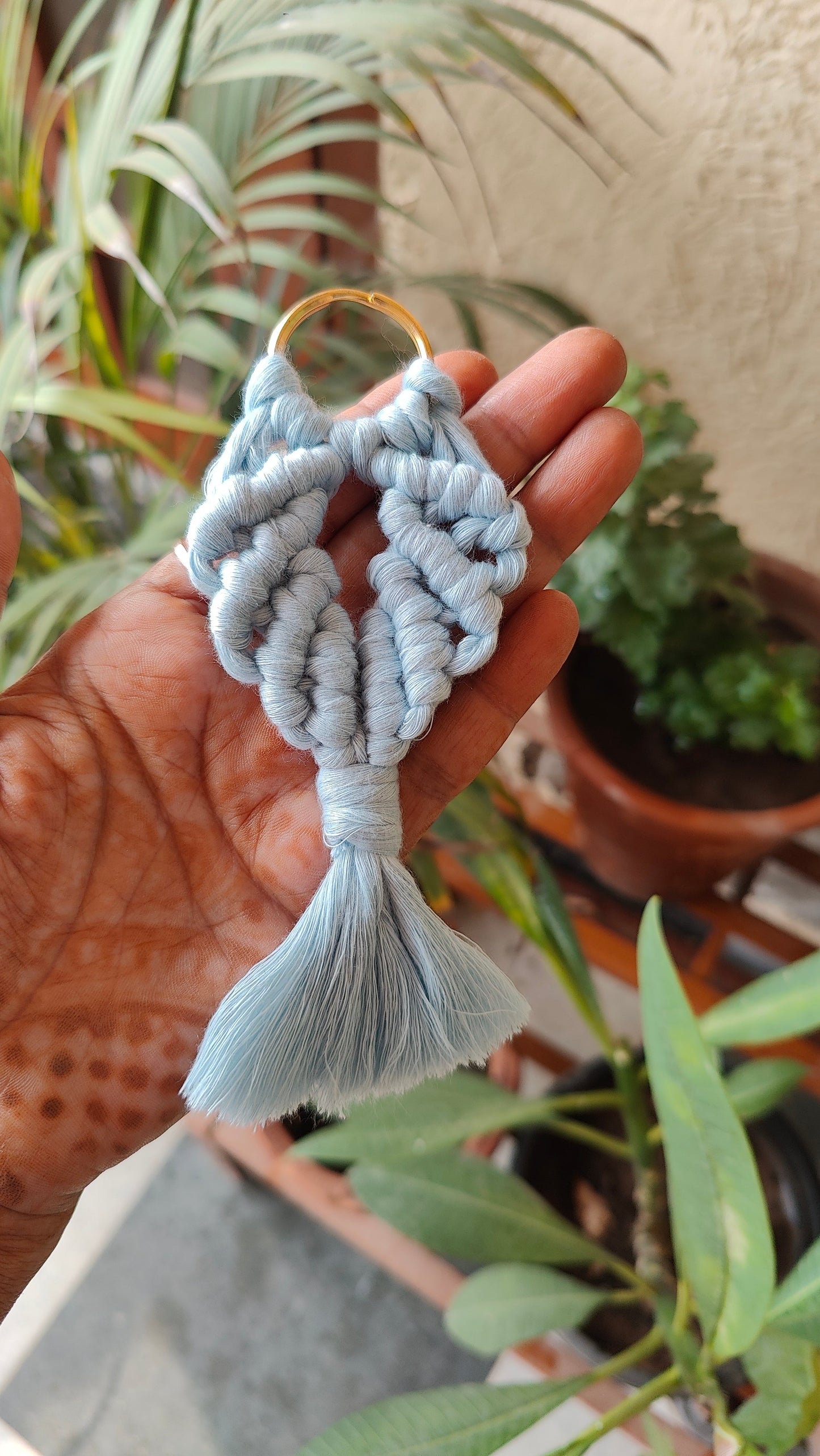 Handmade Macrame Fishtail Keychain - Boho Bag Charm