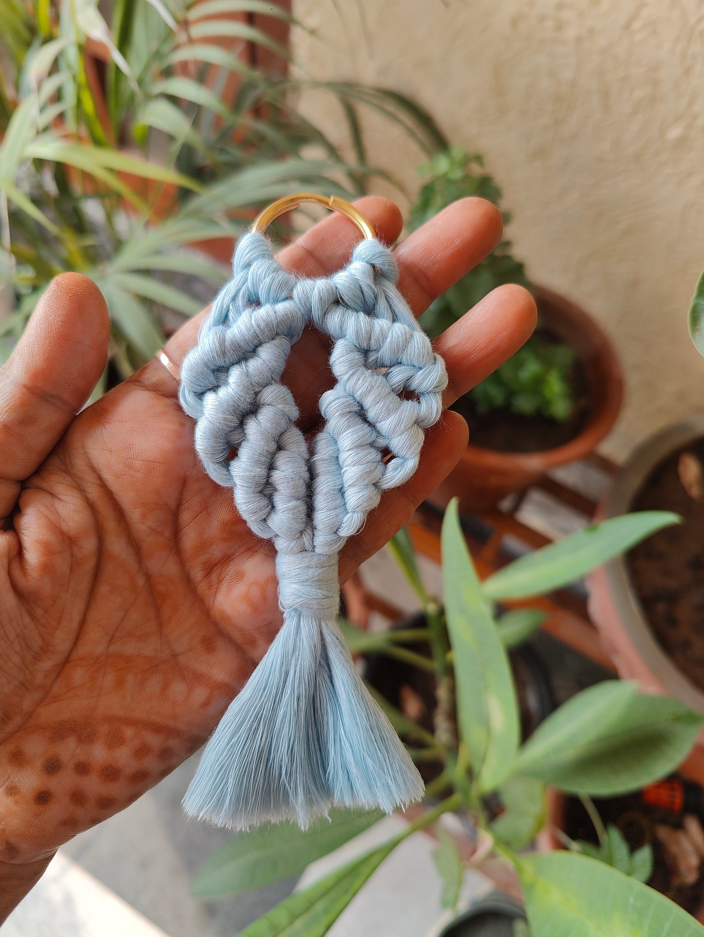 Handmade Macrame Fishtail Keychain - Boho Bag Charm