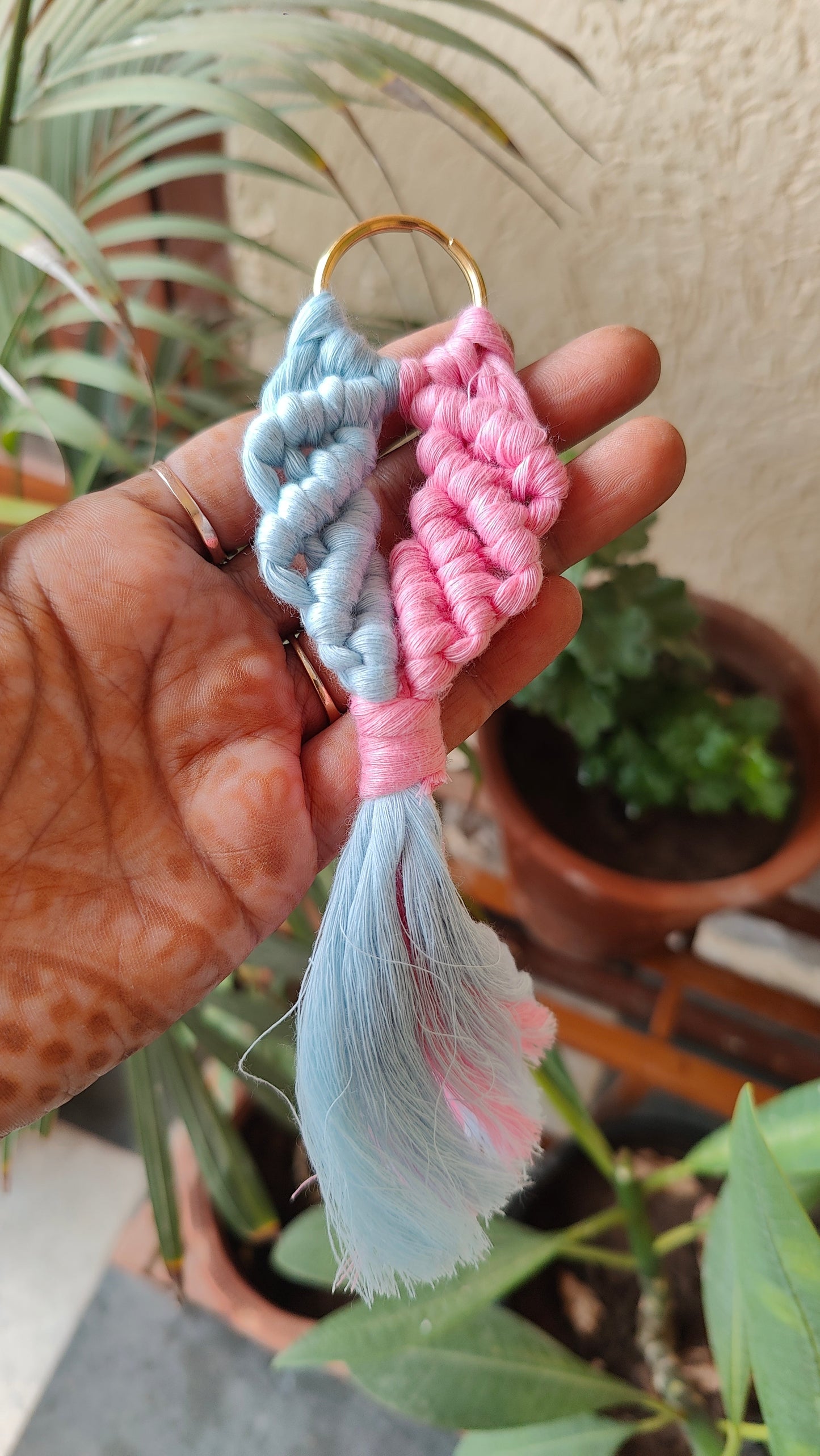 Handmade Macrame Fishtail Keychain - Boho Bag Charm