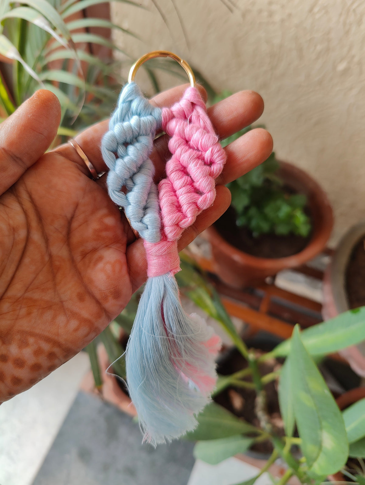 Handmade Macrame Fishtail Keychain - Boho Bag Charm
