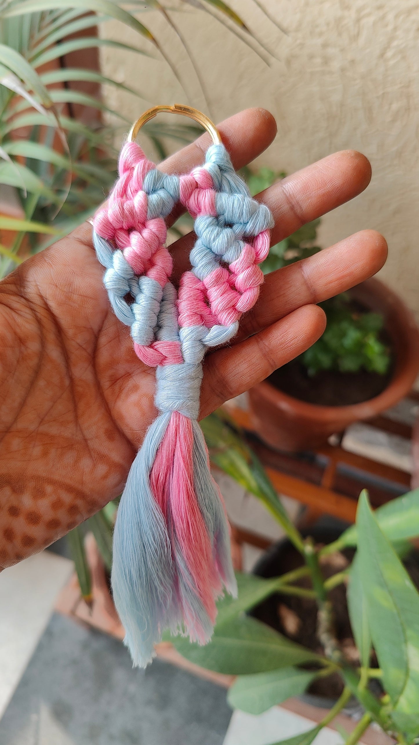 Handmade Macrame Fishtail Keychain - Boho Bag Charm