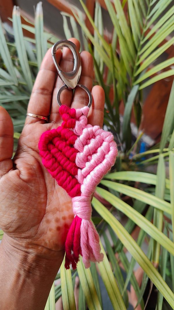 Handmade Macrame Heart Keychain - Boho Bag Charm Style 2