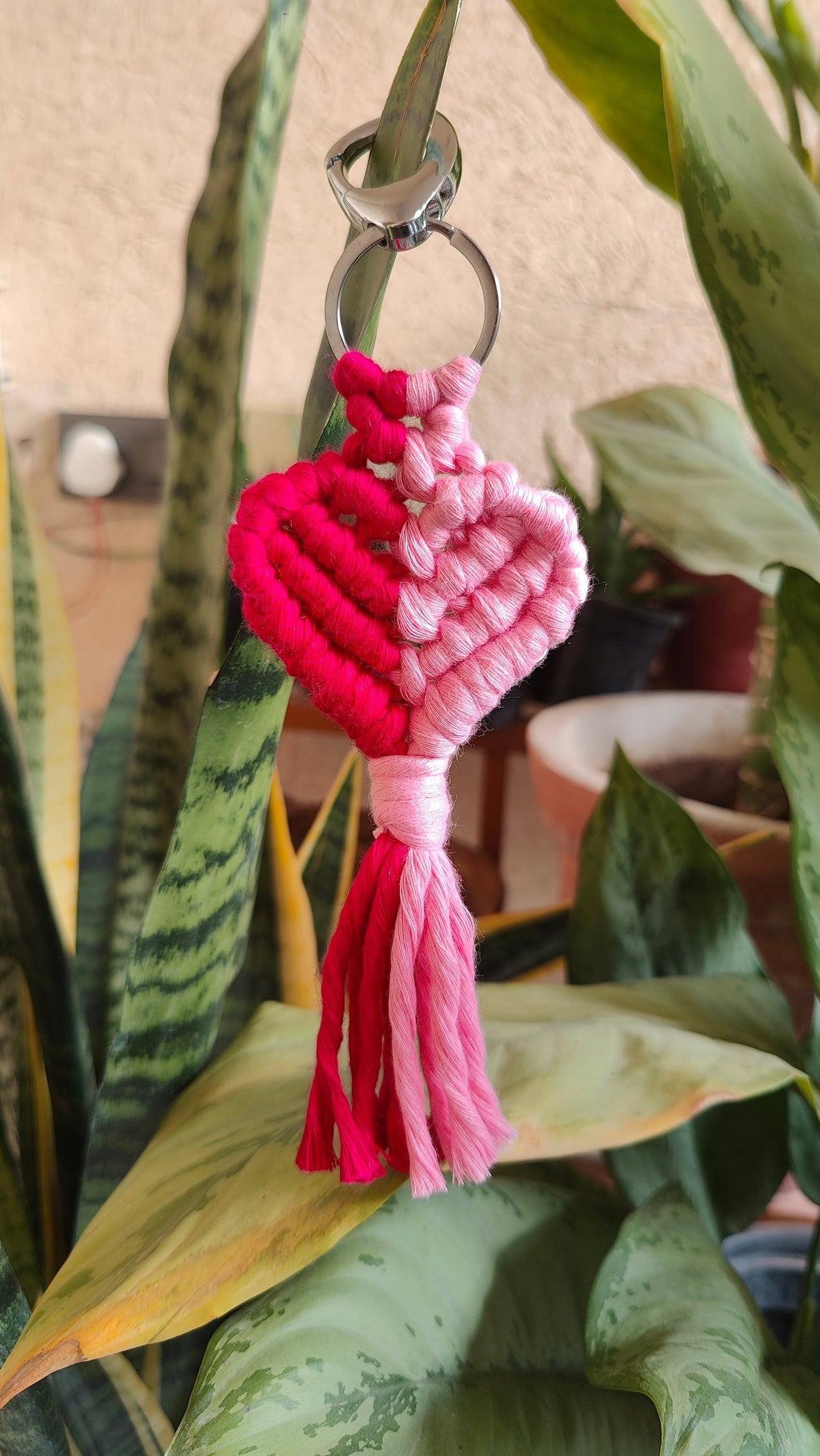 Handmade Macrame Heart Keychain - Boho Bag Charm Style 2