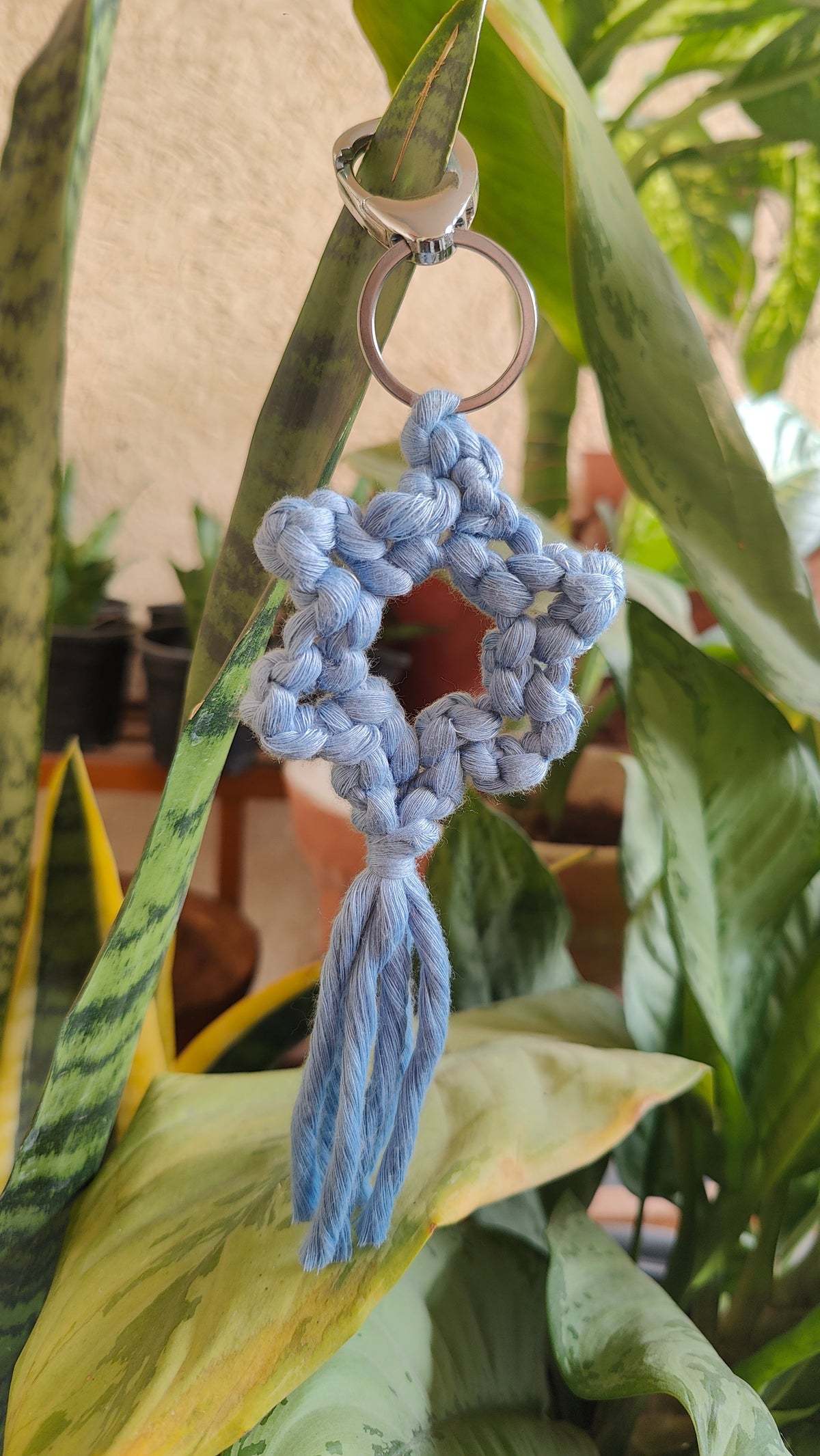 Handmade Macrame Star Keychain - Boho Bag Charm