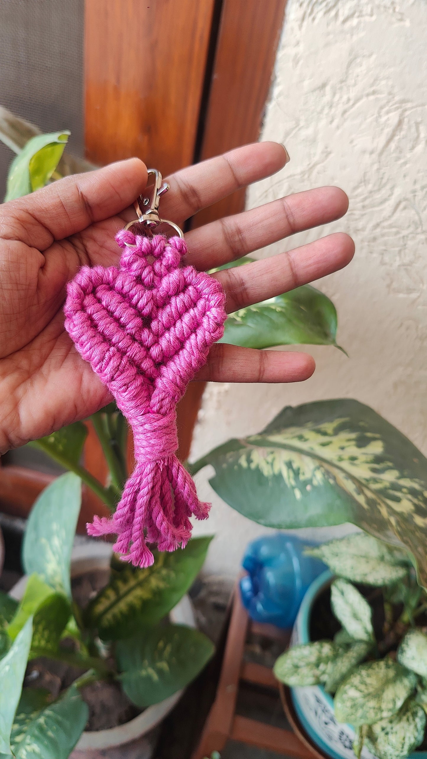 Handmade Macrame Heart Keychain - Boho Bag Charm Style 2