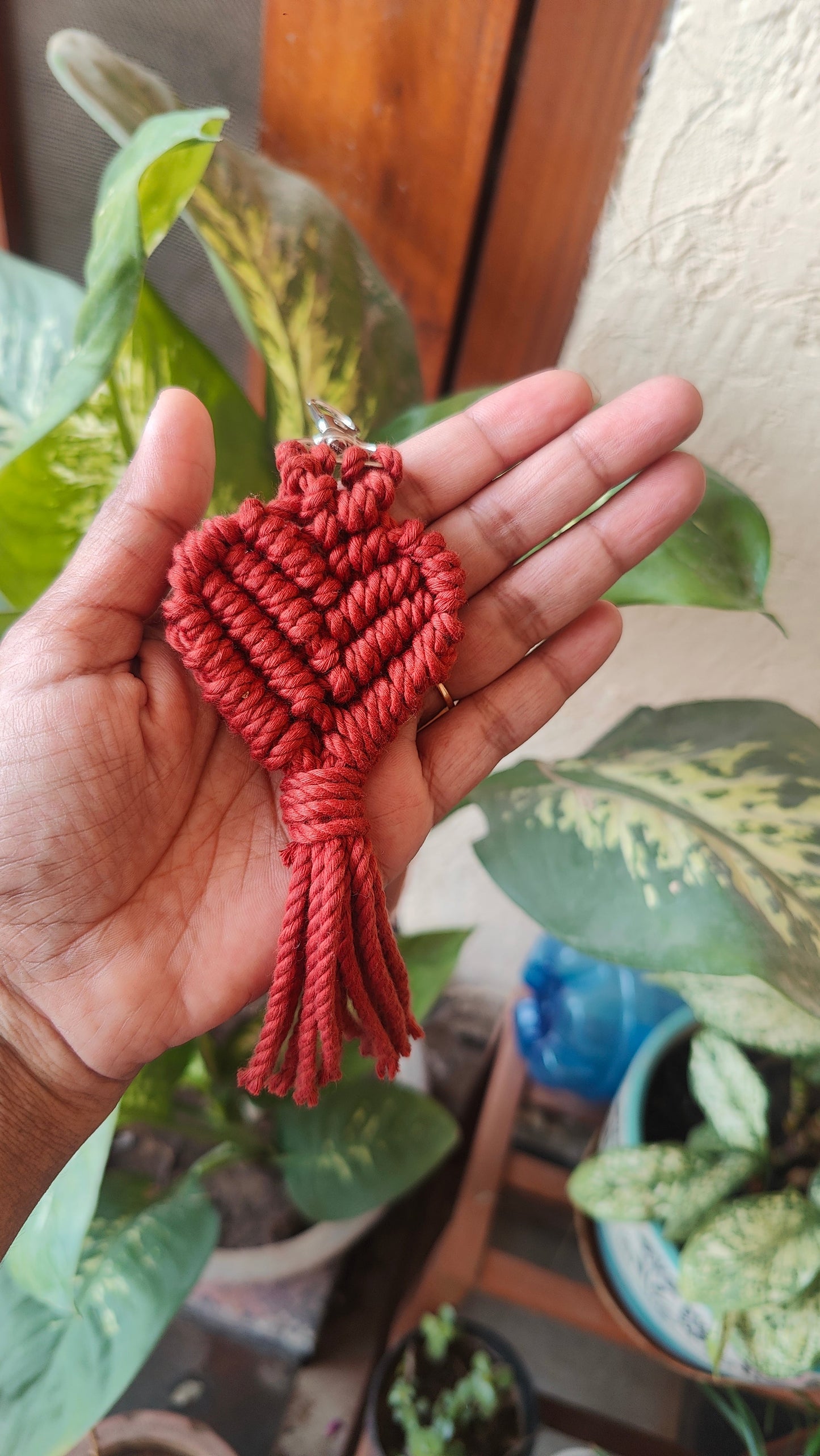 Handmade Macrame Heart Keychain - Boho Bag Charm Style 2