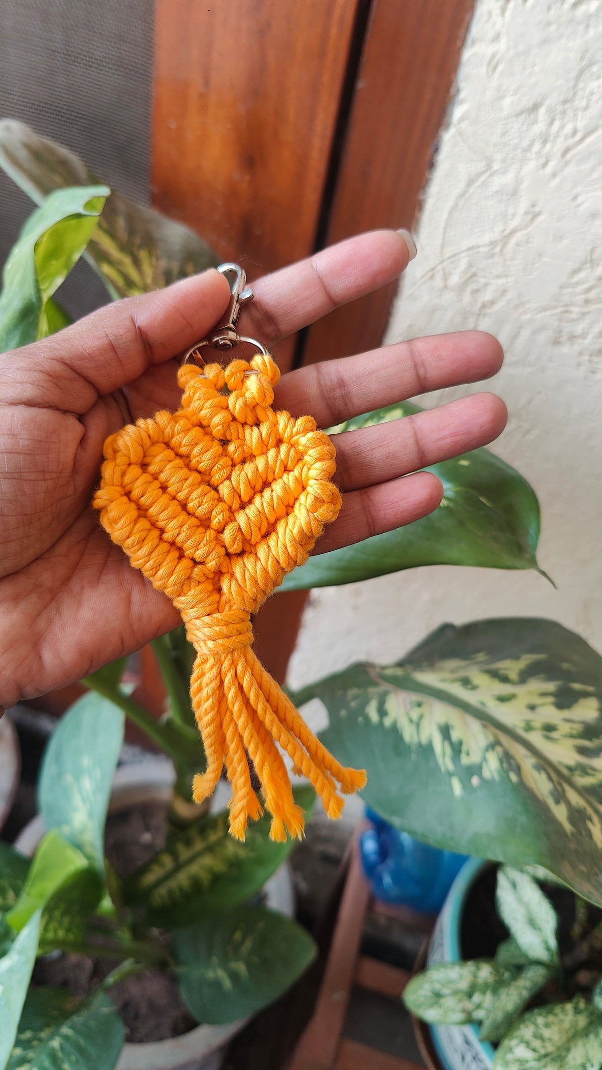 Handmade Macrame Heart Keychain - Boho Bag Charm Style 2