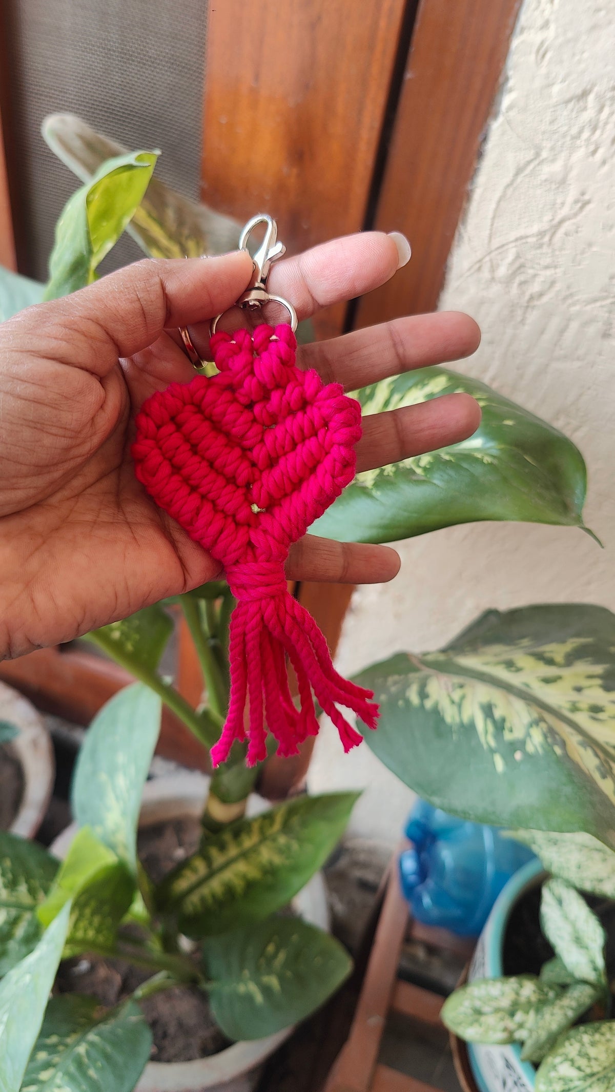 Handmade Macrame Heart Keychain - Boho Bag Charm Style 2