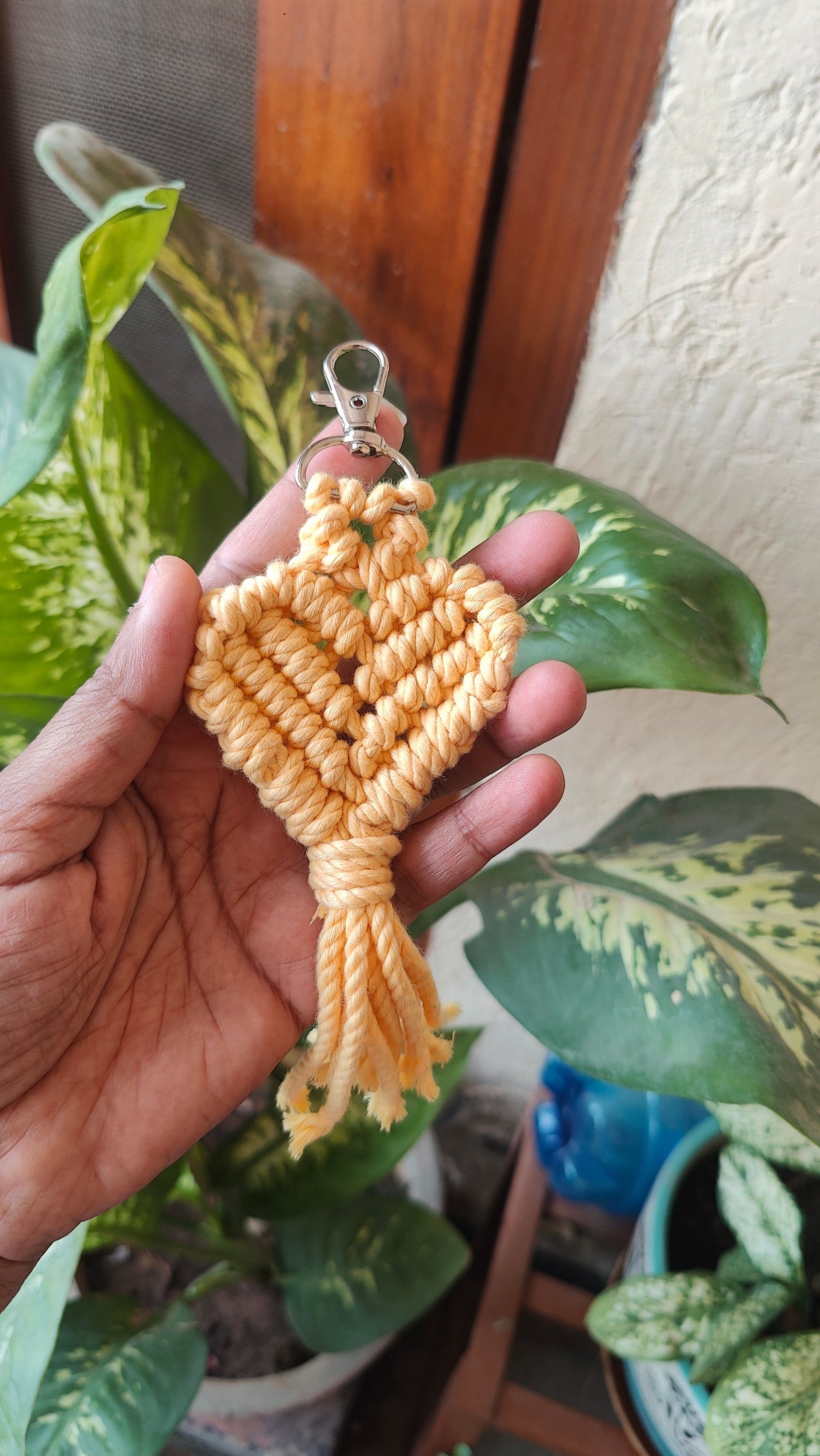 Handmade Macrame Heart Keychain - Boho Bag Charm Style 2