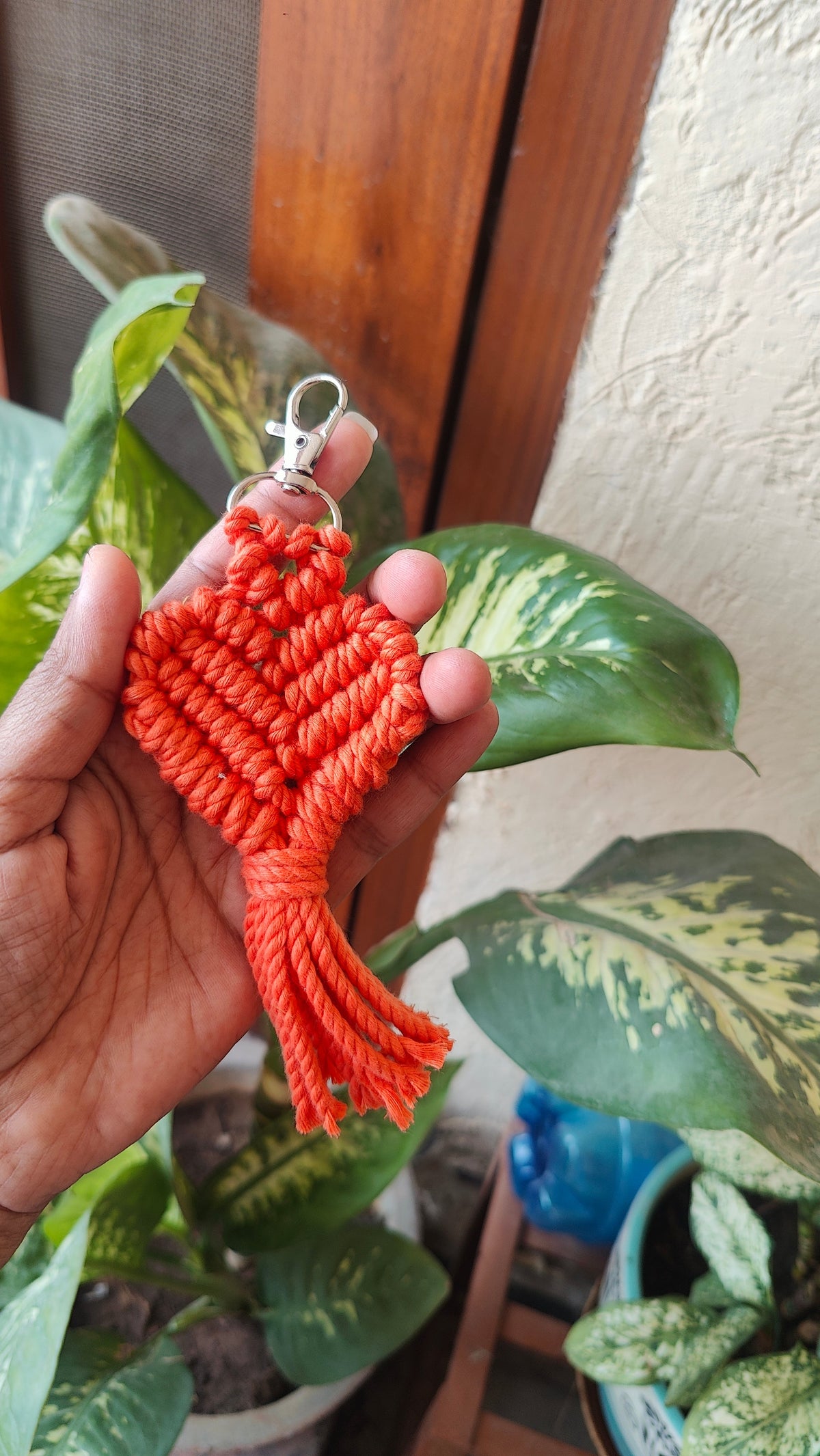 Handmade Macrame Heart Keychain - Boho Bag Charm Style 2