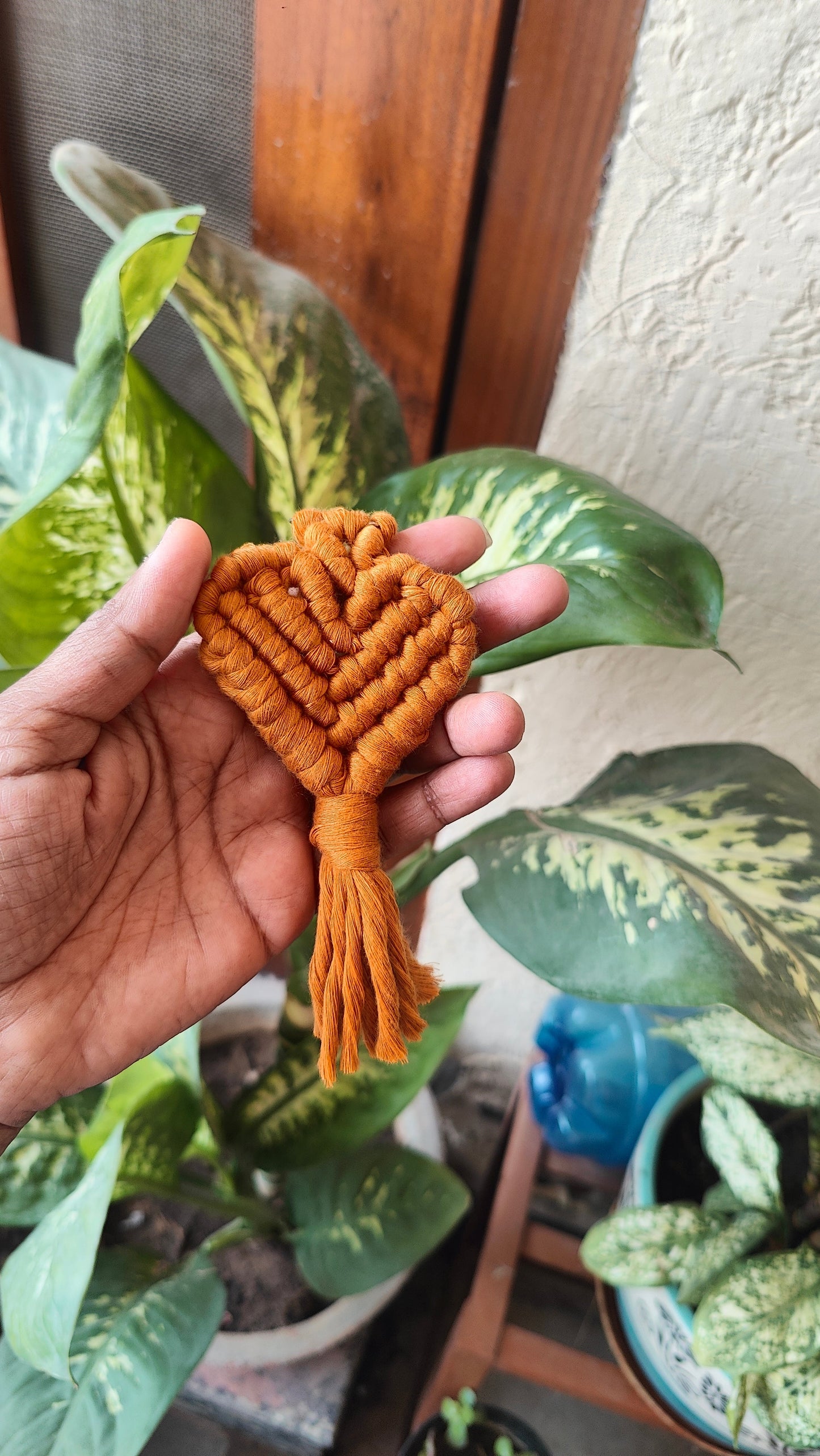 Handmade Macrame Heart Keychain - Boho Bag Charm Style 2
