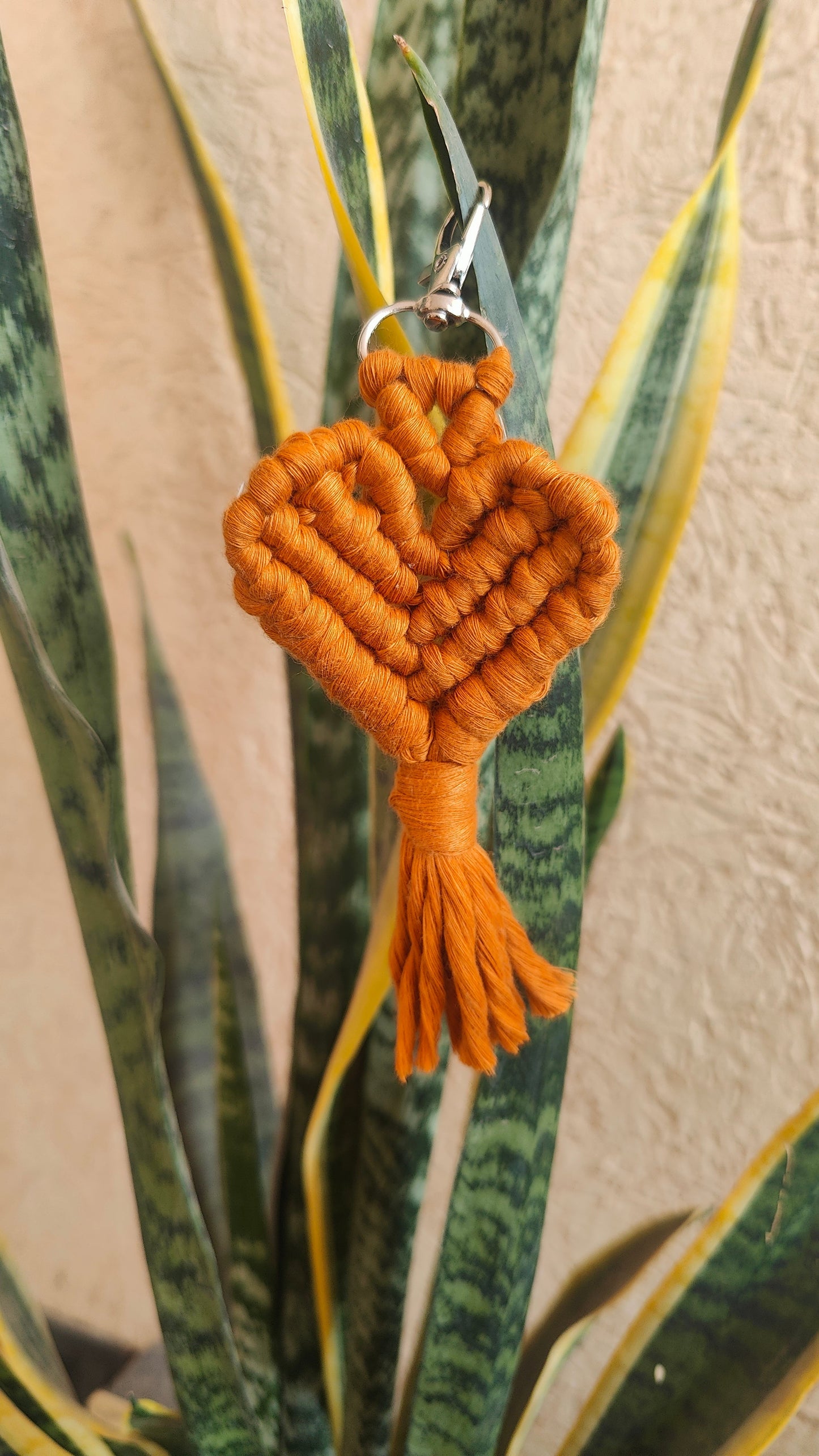 Handmade Macrame Heart Keychain - Boho Bag Charm Style 2