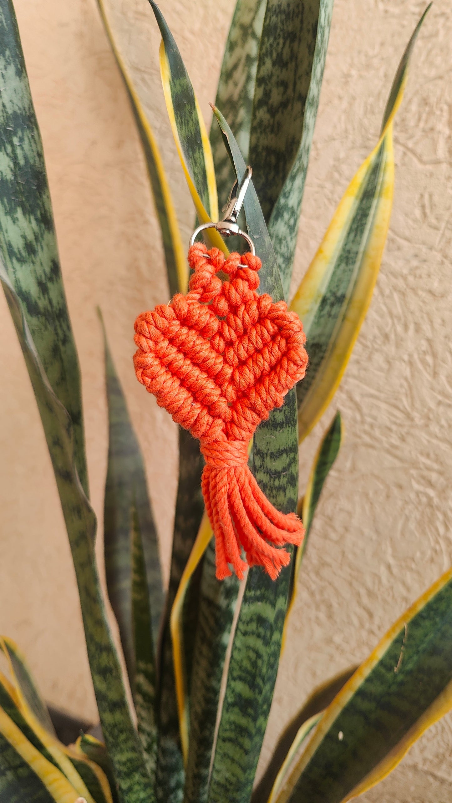 Handmade Macrame Heart Keychain - Boho Bag Charm Style 2