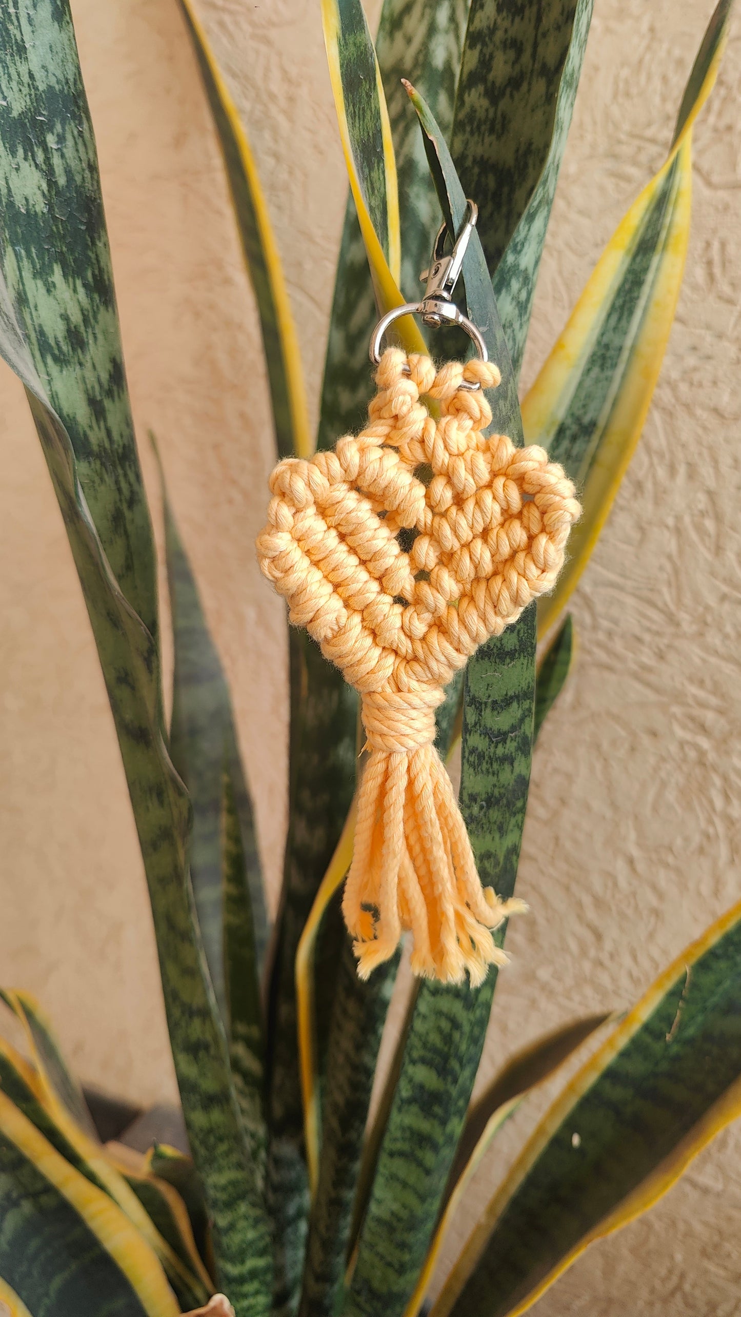 Handmade Macrame Heart Keychain - Boho Bag Charm Style 2