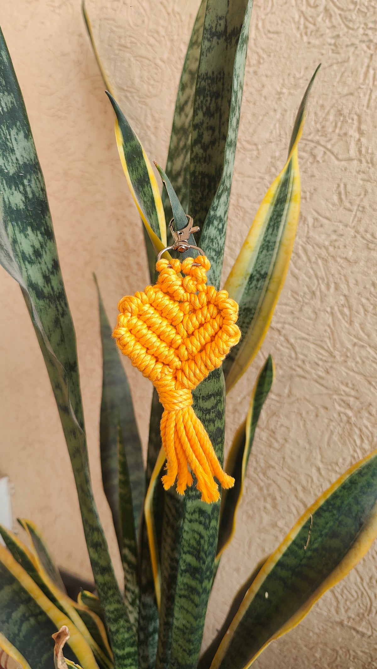 Handmade Macrame Heart Keychain - Boho Bag Charm Style 2