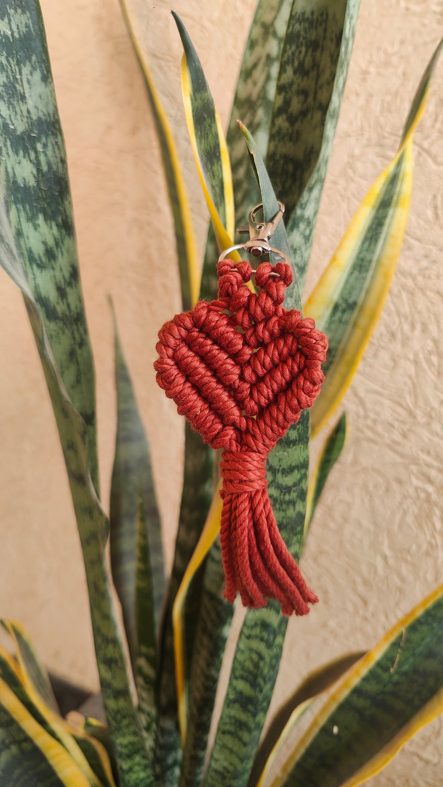 Handmade Macrame Heart Keychain - Boho Bag Charm Style 2