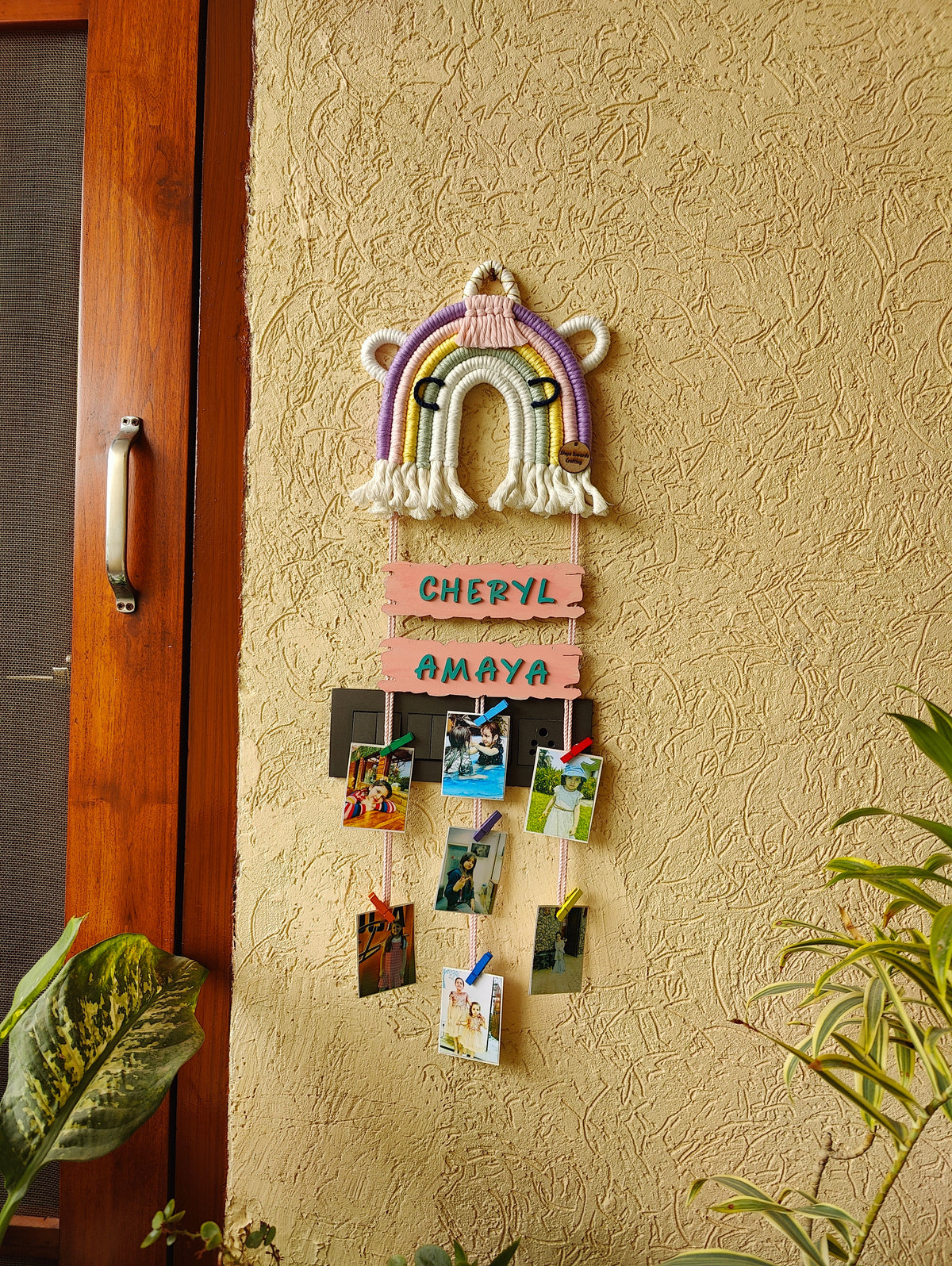 Macrame - Unicorn Nameplate with photo hangings