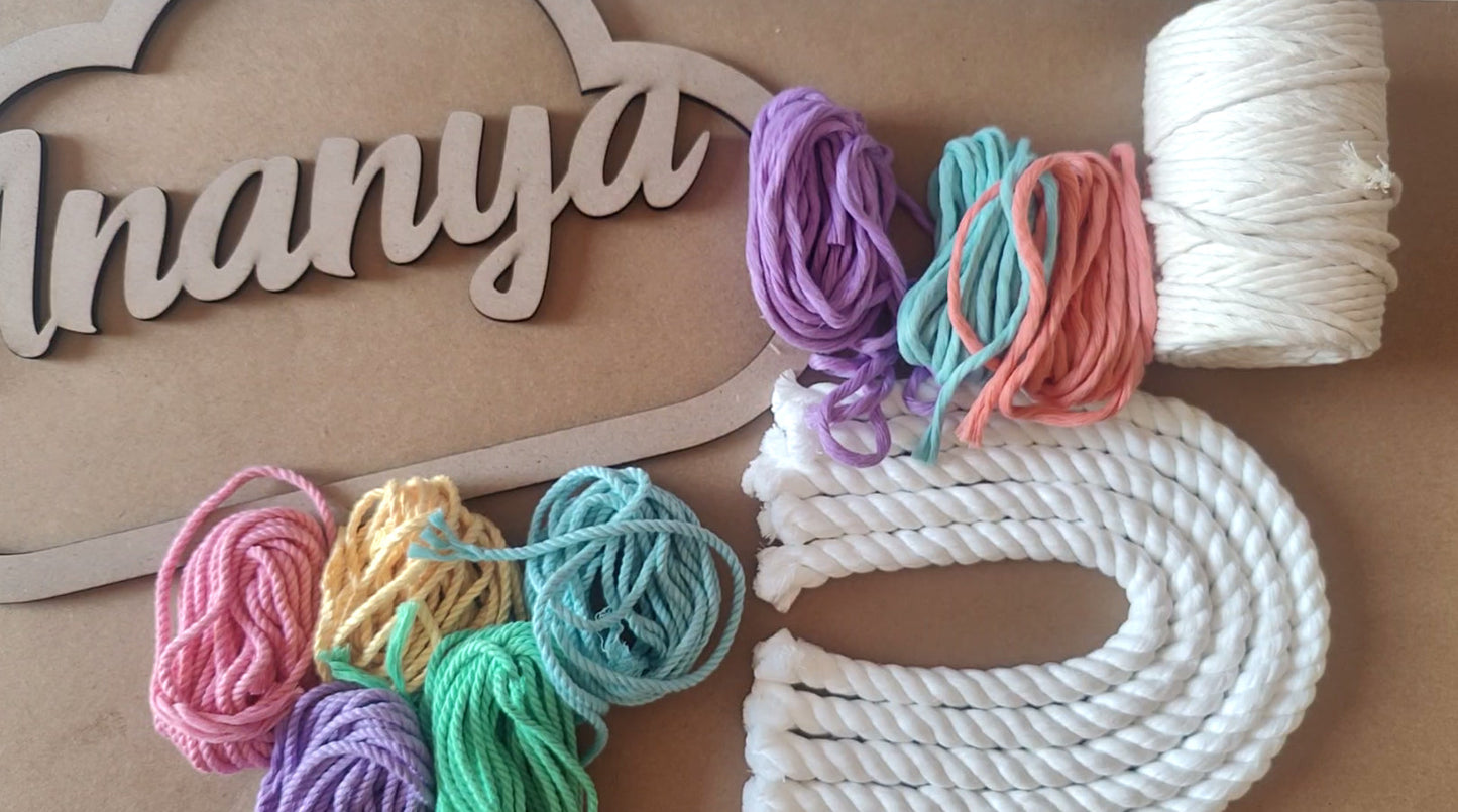 DIY Kit - Macrame Nameplate kit Circle/Cloud