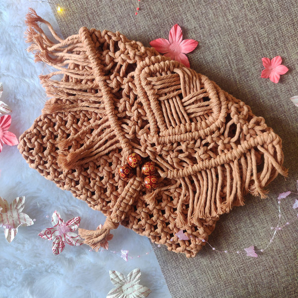 Handmade Macrame Sling Bag - Boho Crossbody Design 1