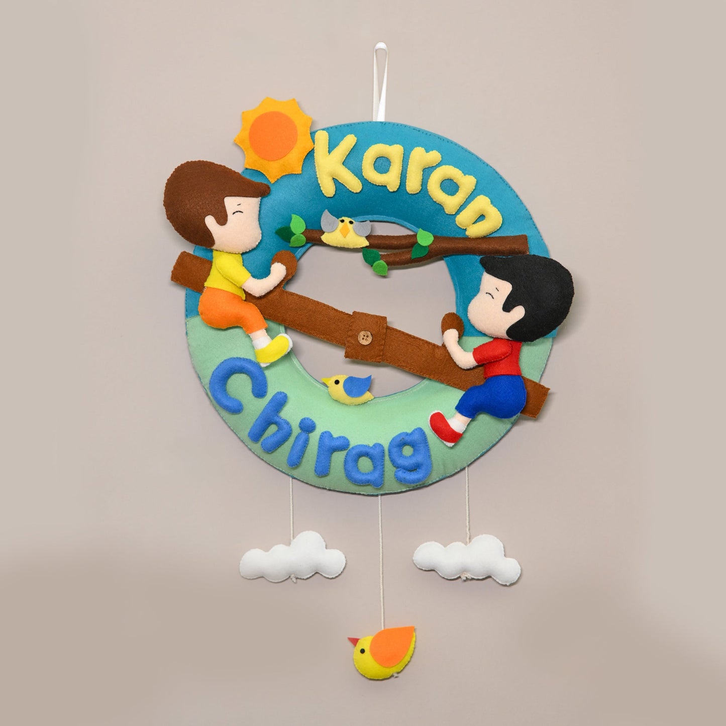 Felt - Siblings on swing Nameplate