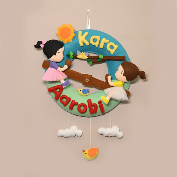 Felt - Siblings on swing Nameplate