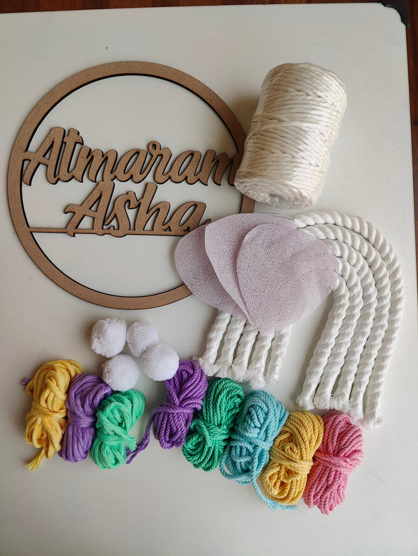 DIY Kit - Macrame Nameplate kit Circle/Cloud