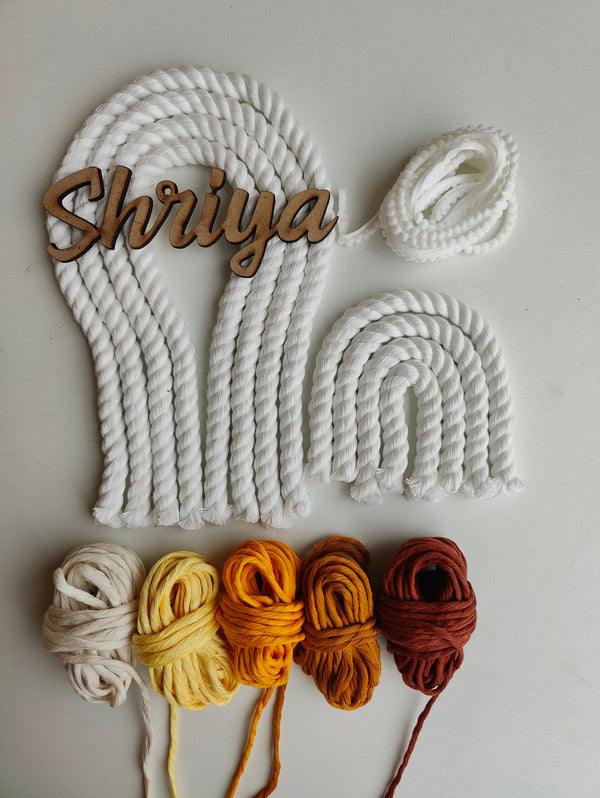 DIY Kit - Macrame Hot Air Balloon Rainbow Nameplate