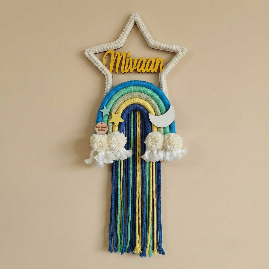 Macrame - Star shaped Nameplate with Rainbow
