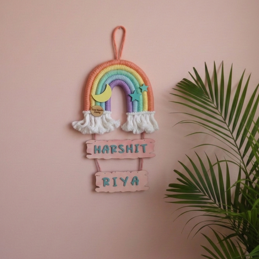 Macrame Nameboard - 5 Layer Mini Rainbow