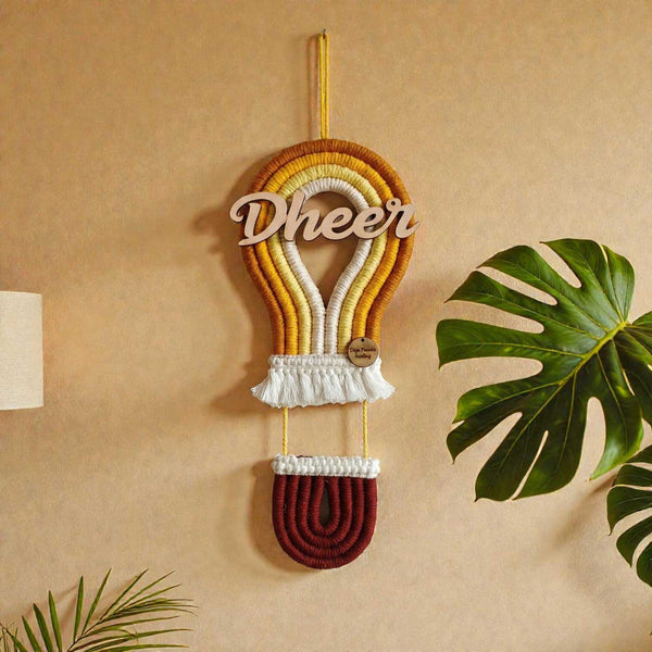 Handmade Macrame Hot Air Balloon Nameplate - Kids Room