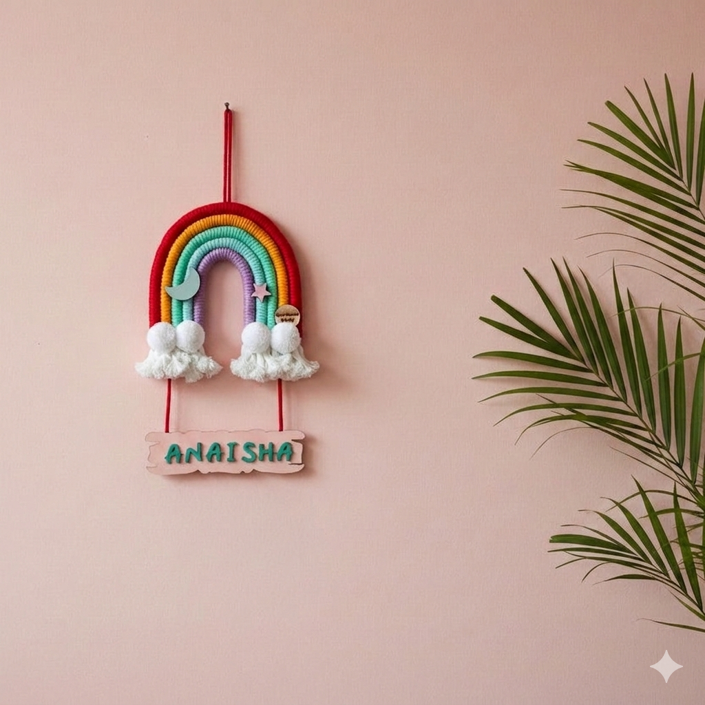 Macrame Nameboard - 5 Layer Mini Rainbow