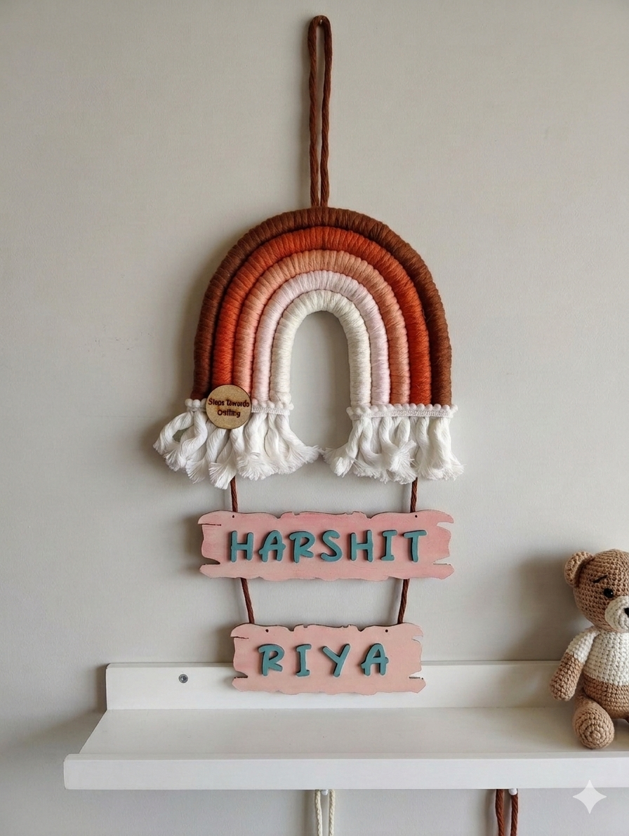 Macrame Nameboard - 5 Layer Mini Rainbow
