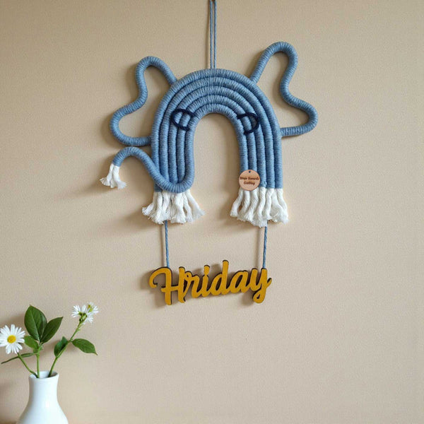 Handmade Macrame Elephant Nameplate - Nursery Wall Art